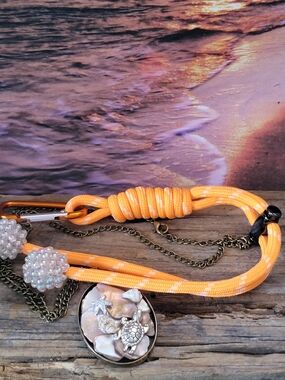 Nautical Shell Necklace With A Paracord Water Bottle Holder Set